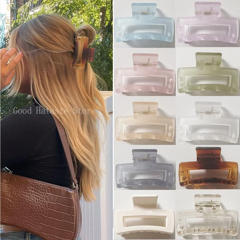 

Women Simple Style Hair Claw Clips Transparent Solid Hair Clips Clamps Crab Barrettes Hairpins for Girls Hair Accessories Gifts