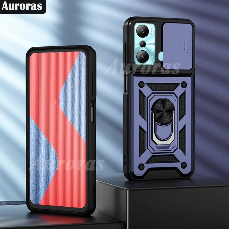 

Auroras For Infinix Hot 20i 12i Case Slide Camera Protection Window Armor With Holder Shell For Infinix Hot 12 20 Play Cover