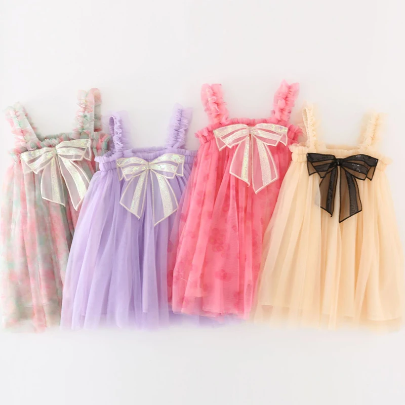 

Детское фатиновое платье-пачка без рукавов, с бантом