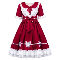 charlotte short sleeved childrens casual clothing lolita princess dress for big children solid color cow hood cosplay costume
