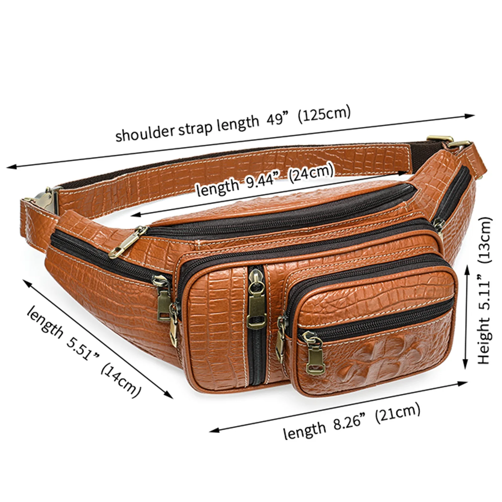 Genuine Leather Waist Bag for Men Cowhide Large Fanny Pack Waterproof Sport Hip Belt Chest Bag Shoulder Crossbody Sling Backpack