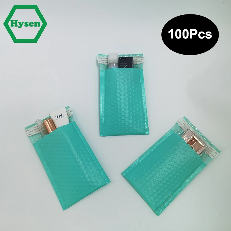 Hysen 100Pcs Wholesale Green Bubble Mailer Adhesive Seal Closure Envelopes For Business Mailing Gift Small Business Supplies