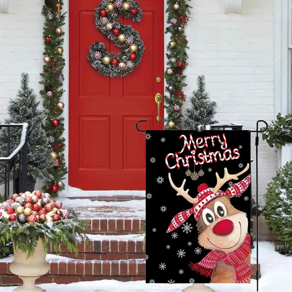 RABUSOFA Рождественский садовый флаг с оленями 12x18 дюймов двухсторонний для улицы