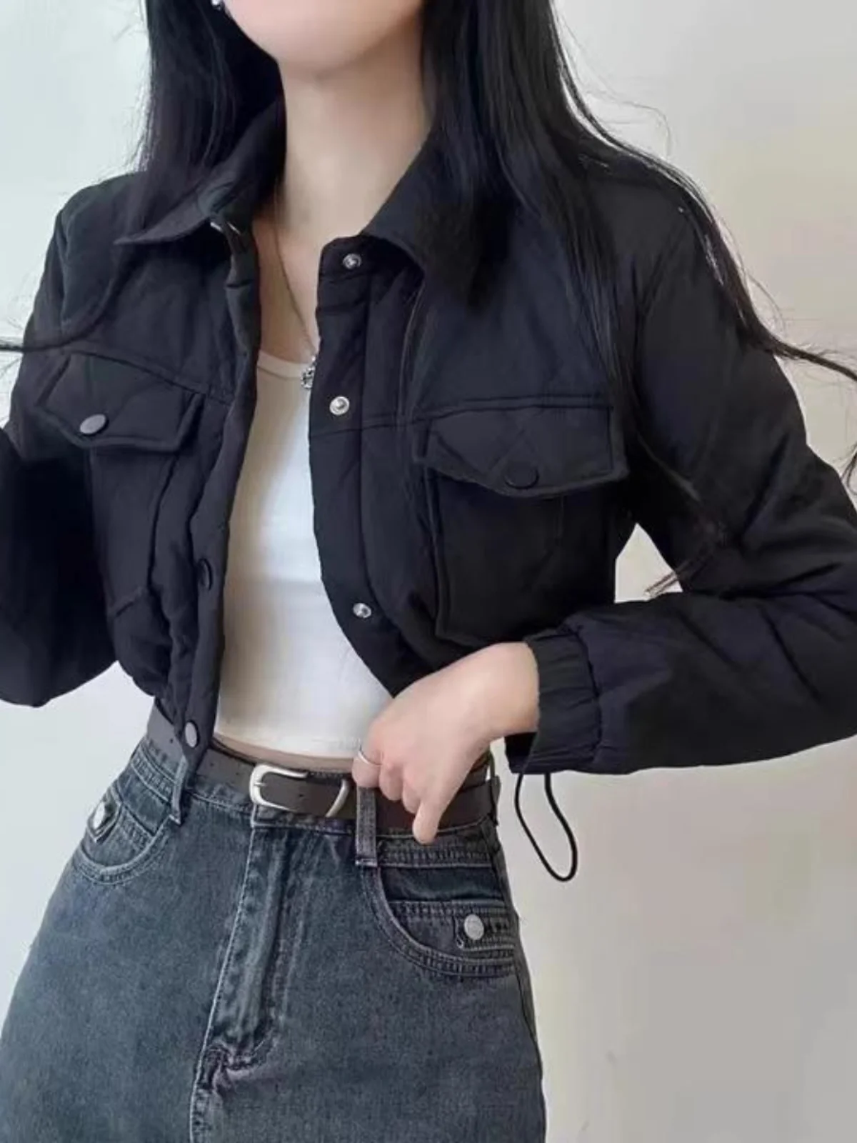 Осенне-зимний возрастной дизайн пряжка на шнурке короткий пуховик с небольшой