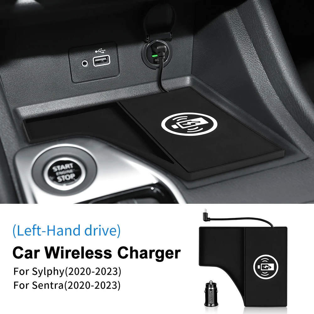 

Для Nissan Sylphy/Sentra 2020 2021 2022 2023 2024 2025 беспроводная зарядная подставка для телефона силиконовый адаптер зарядного устройства 15 Вт для iPhone