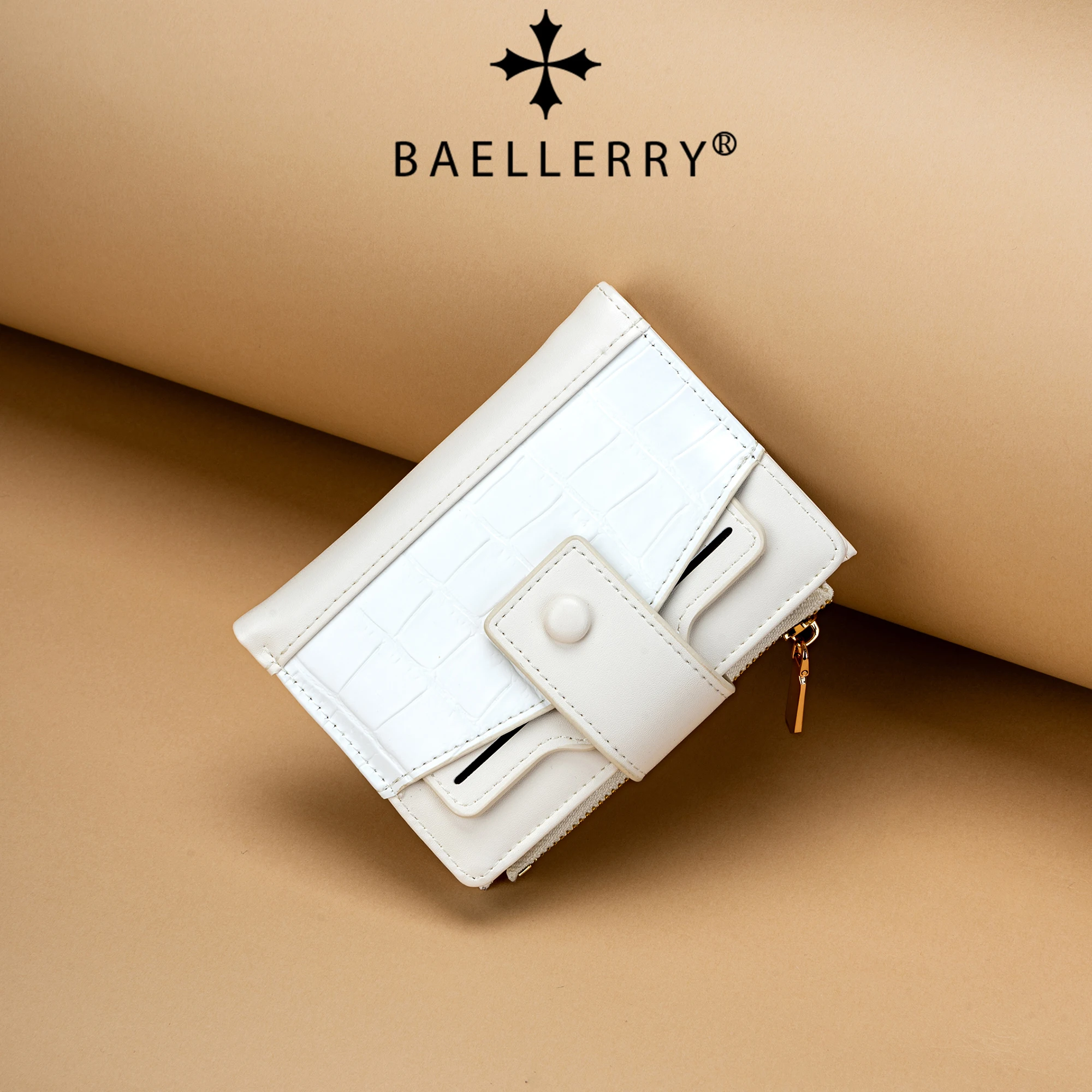 Фото Женский короткий кошелек Baellerry с узором под крокодиловую кожу, из мягкой искусственной кожи, многофункциональный, с кнопкой и молнией, с отделениями для карт №5