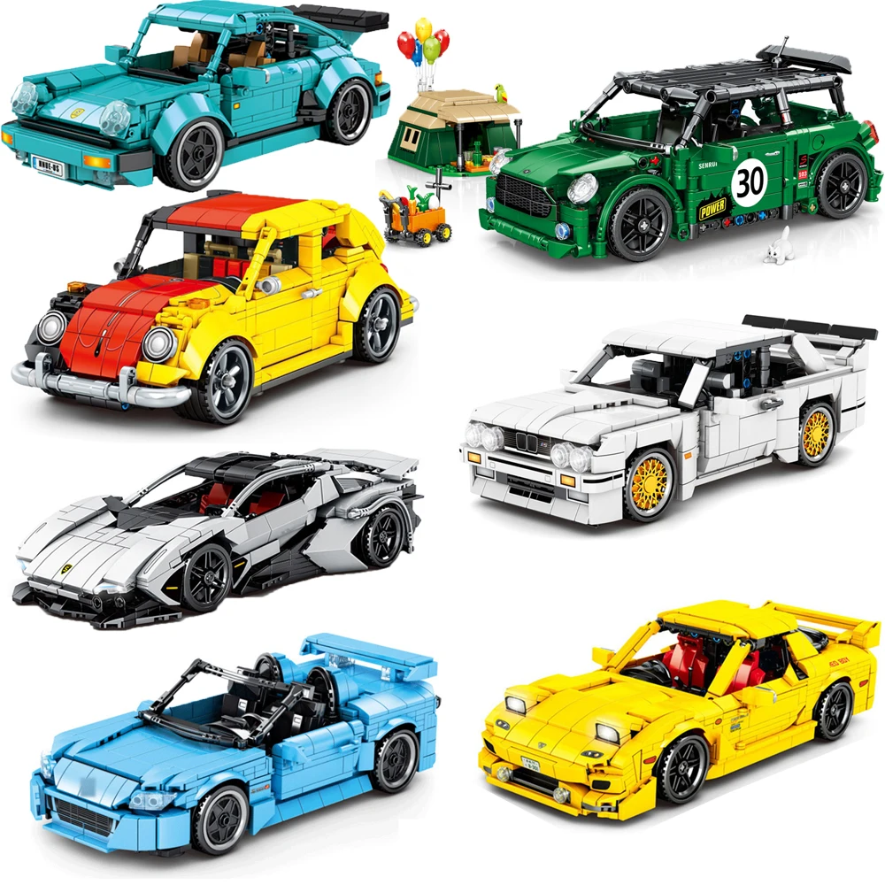 

8302/8316 Technical Concept Racing Building Blocks Porsche 910 Pullback Sports Car DIY Model Building Blocks Children's Toys