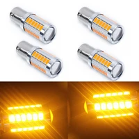 hot sale 4pcs amber 1156py bau15s py21w led 33smd car tail turn brake reverse signal bulb fit for 12v dc vehicles for bmw