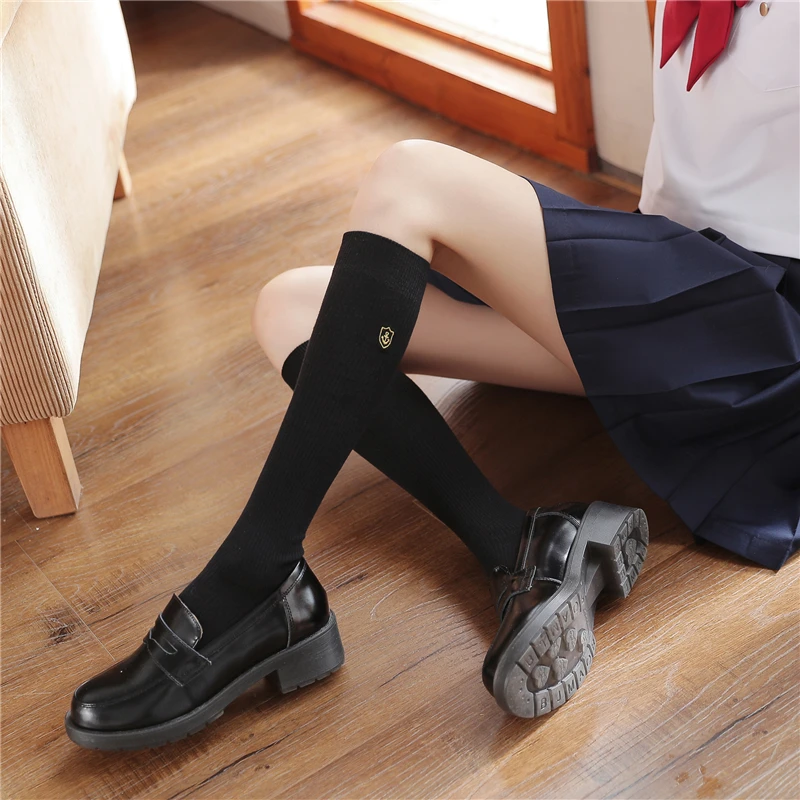 Вышивка значком JK носки под форму выше колена женские весенние и осенние длинные