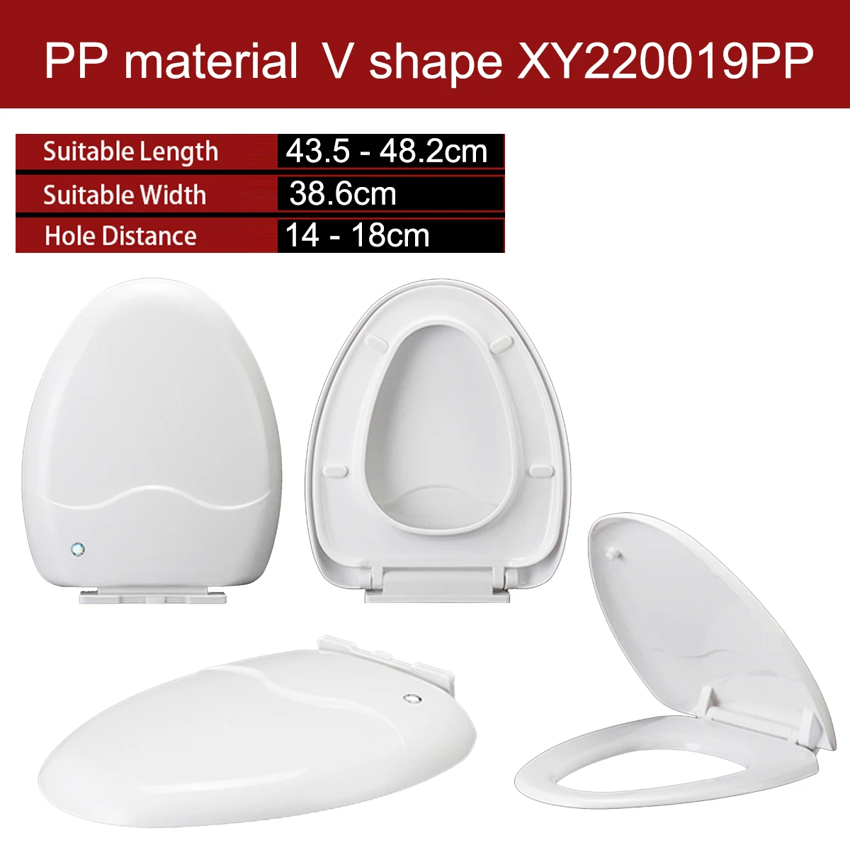 

Universal V Shape Elongated Slow Close WC Toilet Seats Cover Bowl Lid Top Mounted Quick Release PP Board Soft Closure XY220019PP