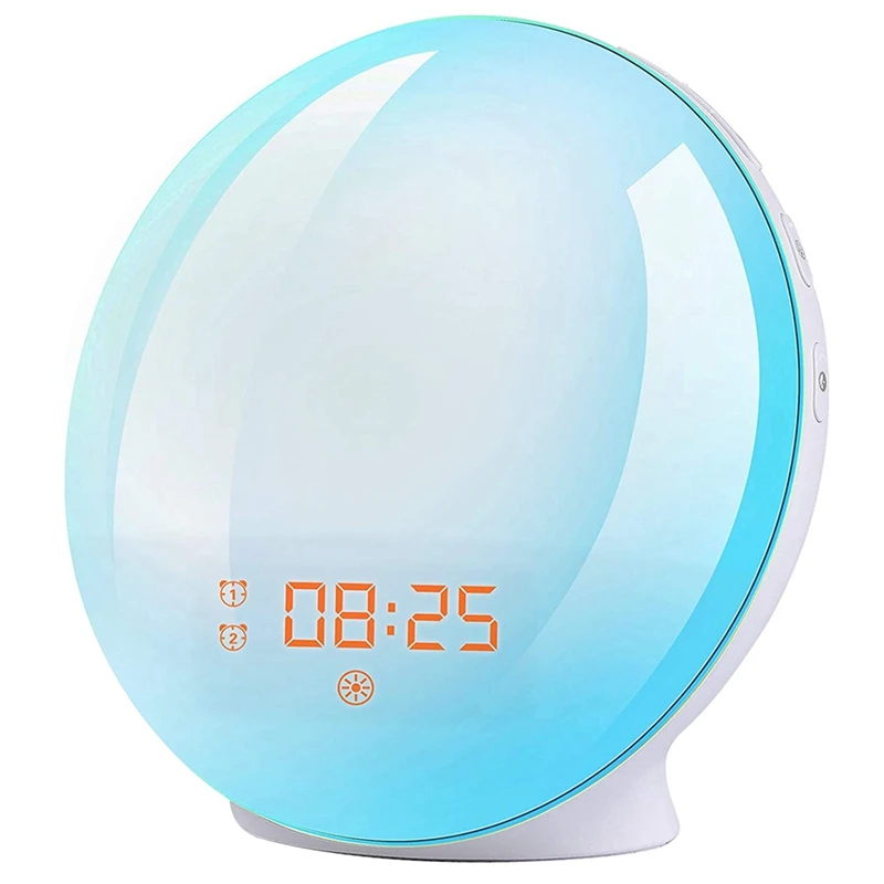 

Sunrise Alarm Clock Wake Up Light - Light Alarm With Sunrise/Sunset Simulation Dual Alarms And Snooze Function, FM Radio