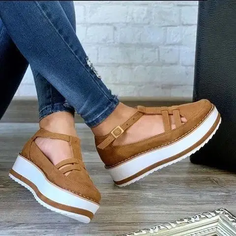 2023 Summer Thick-soled Women Sandals Personality Hollow Buckle Strap Designer High Heels Casual and Comfortable Women's Sandals