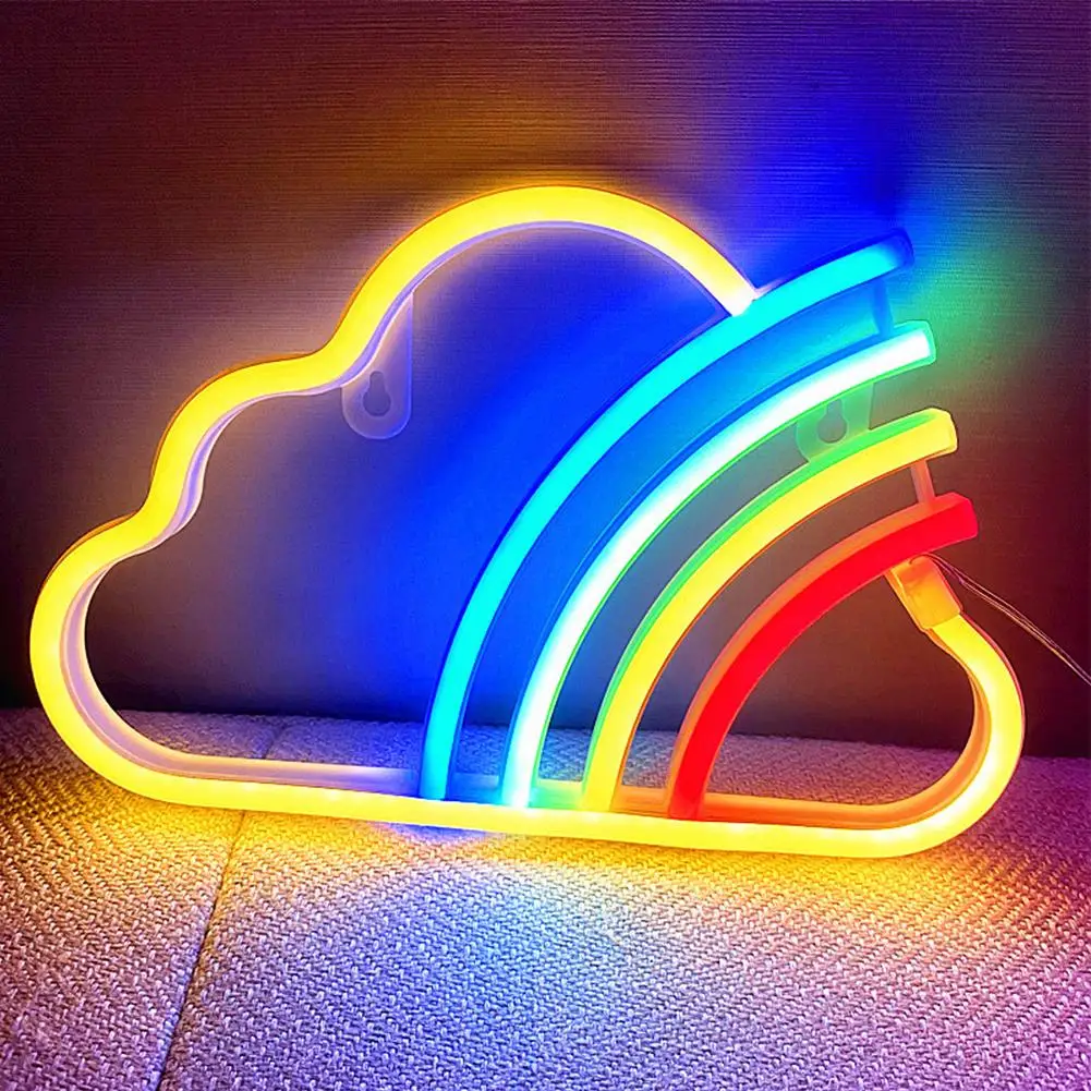 

LED Neon Light Cloud Rainbow Night Lamp Battery or USB Powered Colorful Decoration Atmosphere Lights For Bedroom Party Birthday