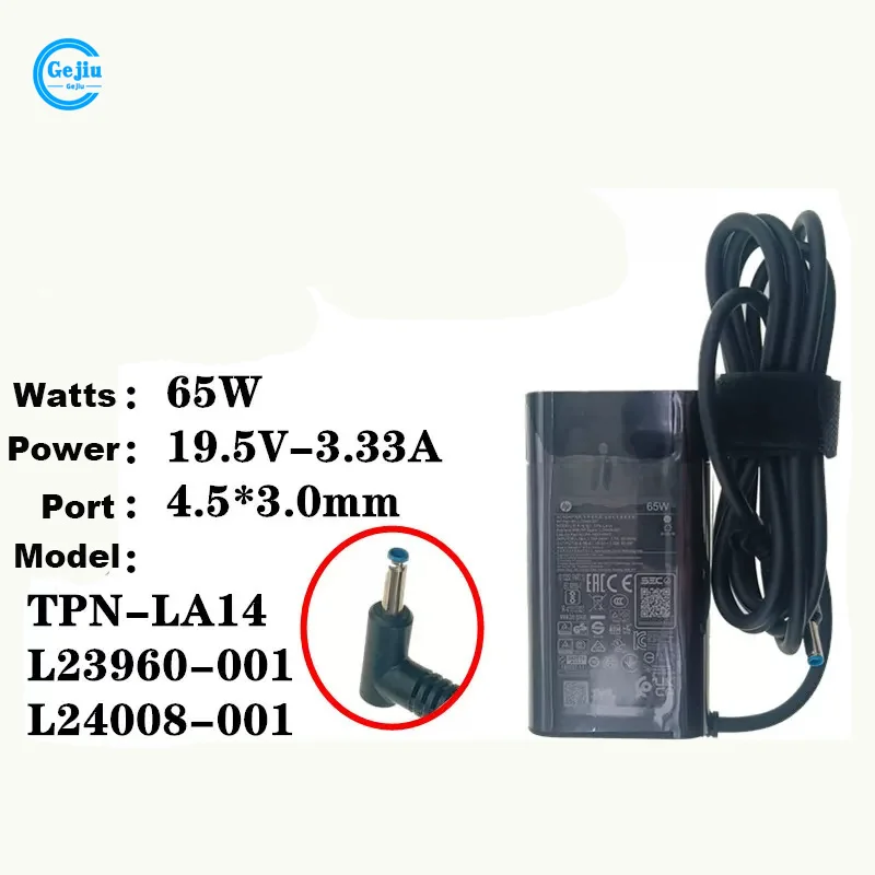 For Hp Envy X360 13 X360 15 17 19.5v-3.33a 65w Tpn-la14 L23960-001 L24008-001
