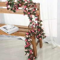1 8m artificial rose vine flowers green leave garland for wedding arch diy fake plant vine garden wall home party decor wedding