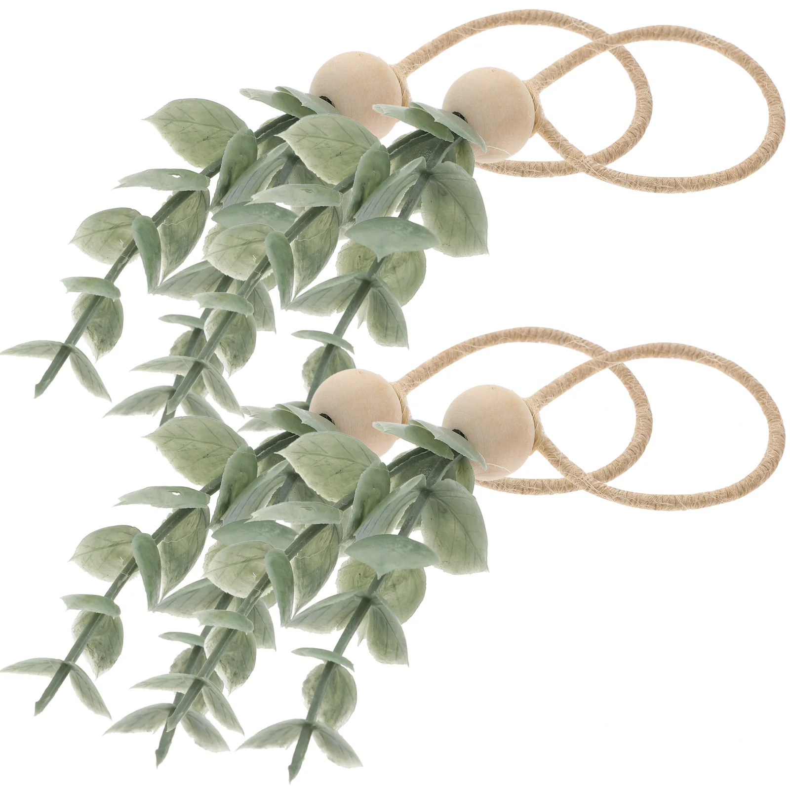 

Napkin Rings Holders Easter Eucalyptus Wooden Beads Leaf Greenery Farmhouse Spring Rustic Decorative Serviette Buckles