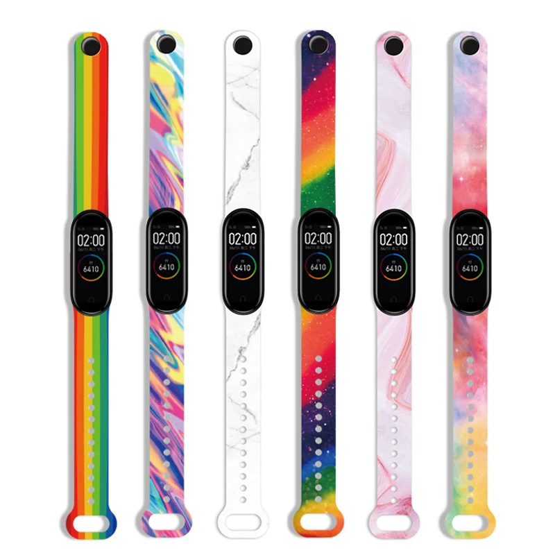 Ремешок для смарт-часов Xiaomi Mi Band 7 6 5 4 цветной браслет band 3 мужские и женские