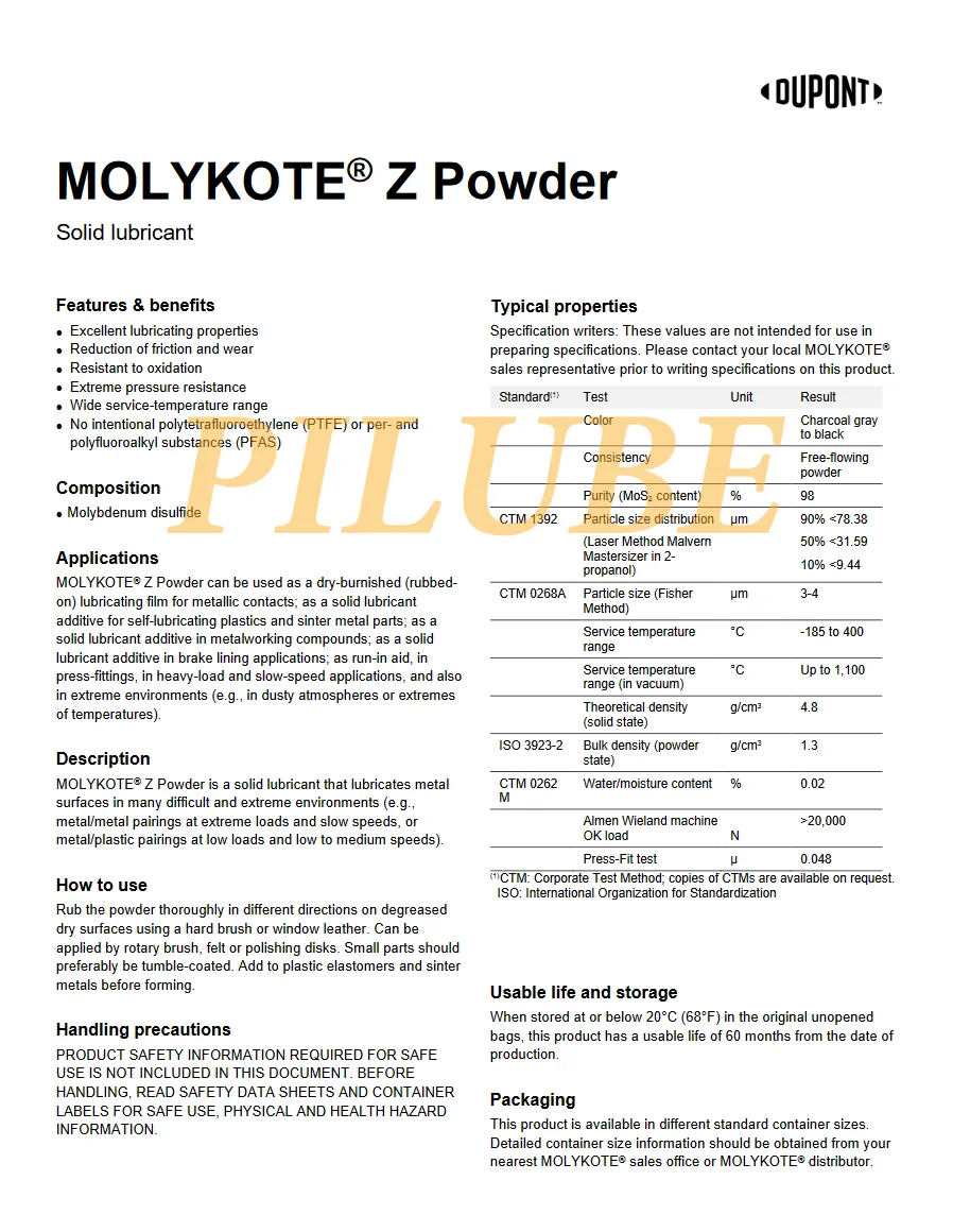 MOLYKOTE Z порошок высокой чистоты дисульфид молибдена смазка для металла