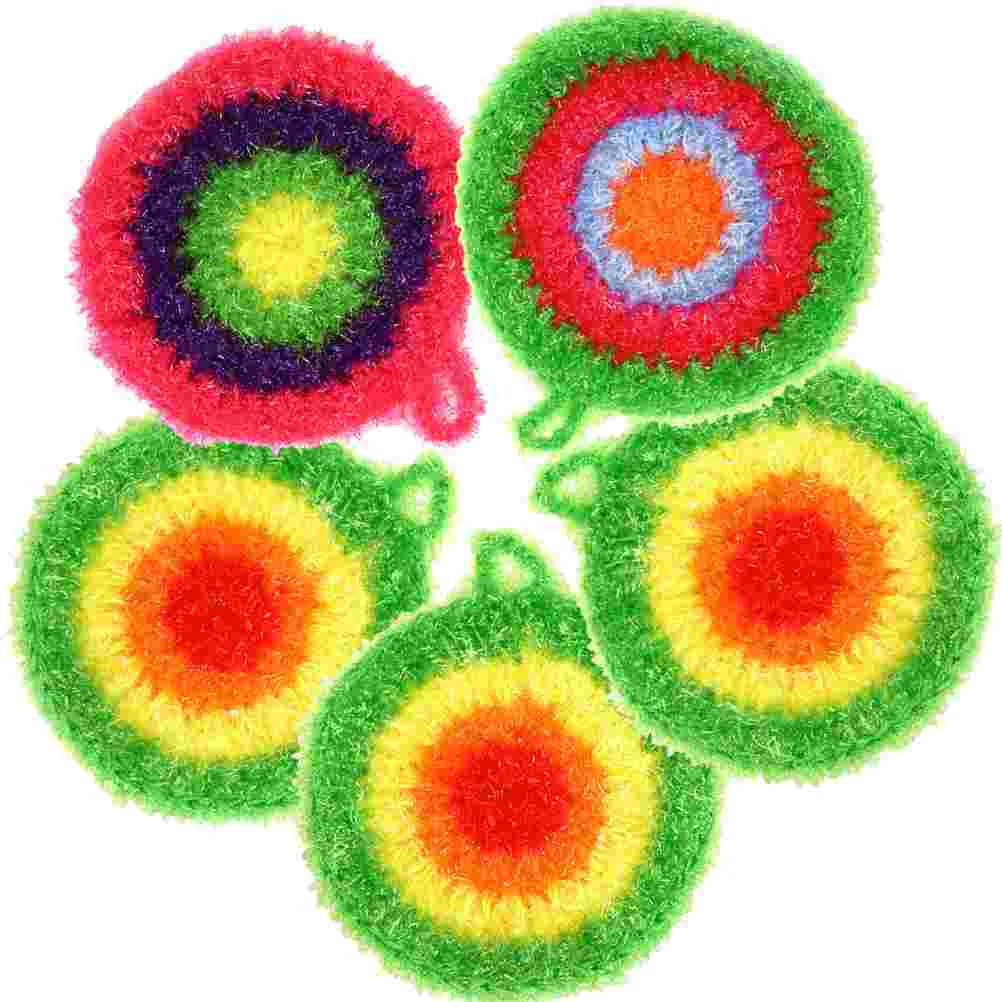 

5 Pcs Swedish Washcloths Kitchen Dish Rags Non-stick Oil Kitchen Dish Cloths Polyester Round Dish Towels Kitchen Cleaning Towels