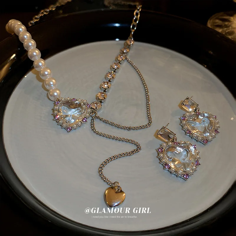 Романтическое модное ожерелье с кубическим цирконием в форме сердца подвеска