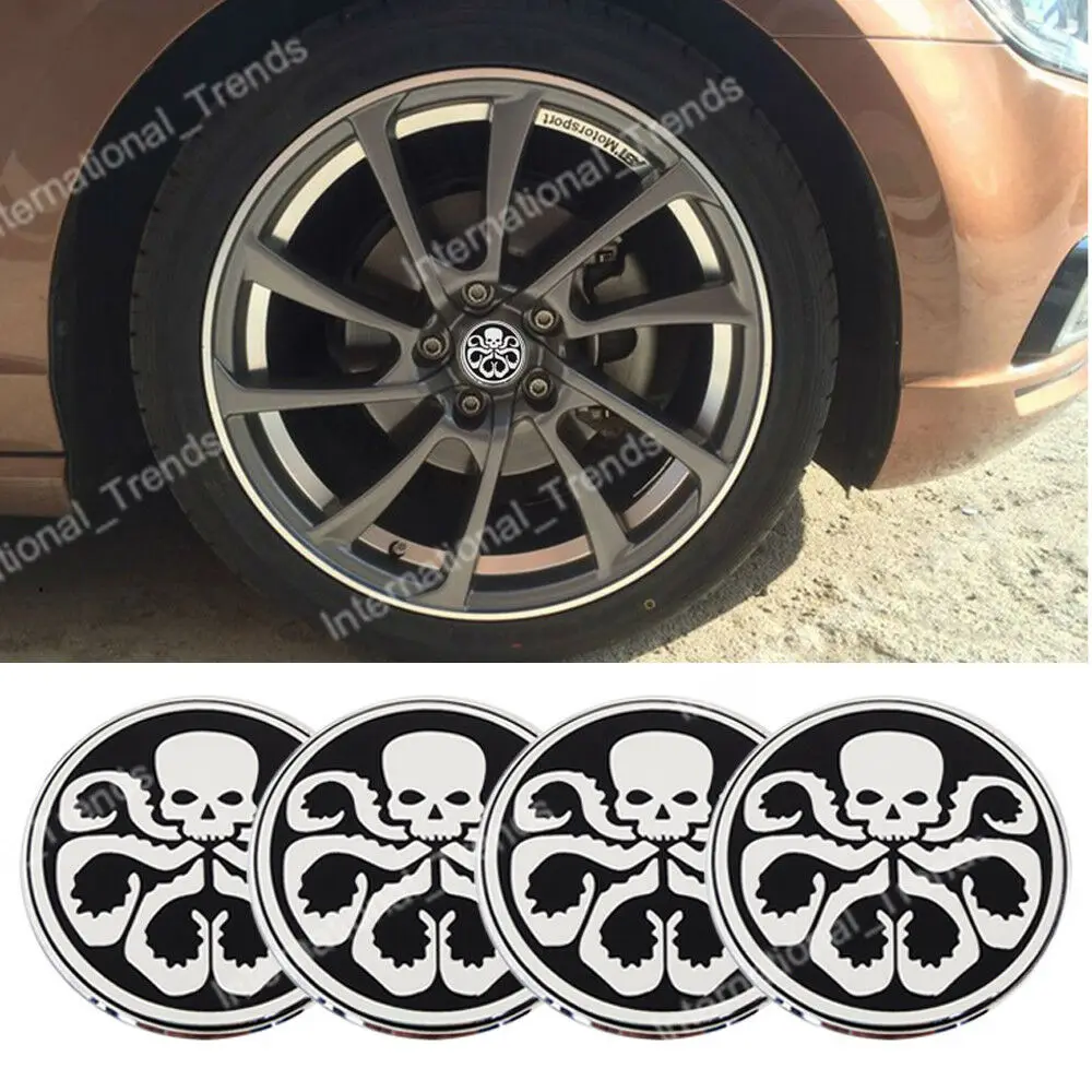 4Pcs Silver 56.5mm Hydra Octopus Car Auto Wheel Center Hub Cap Stickers Decal Emblems Car Decoration Accessories