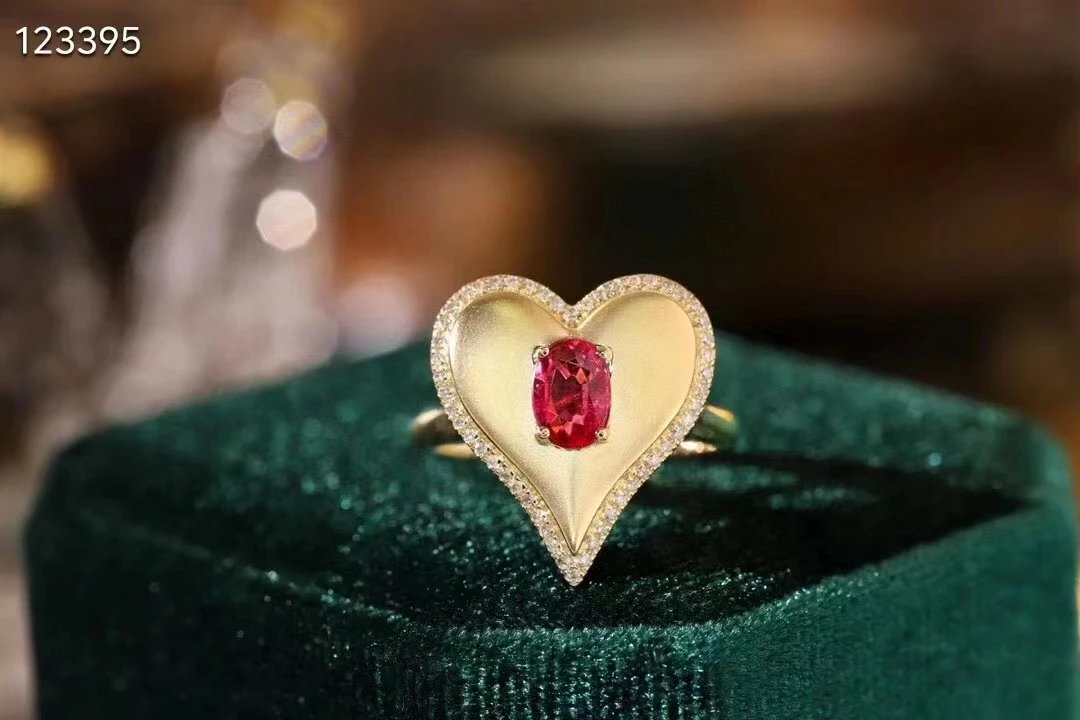 Кольцо в форме персикового сердца XCL 18K Изящные Ювелирные изделия для леди