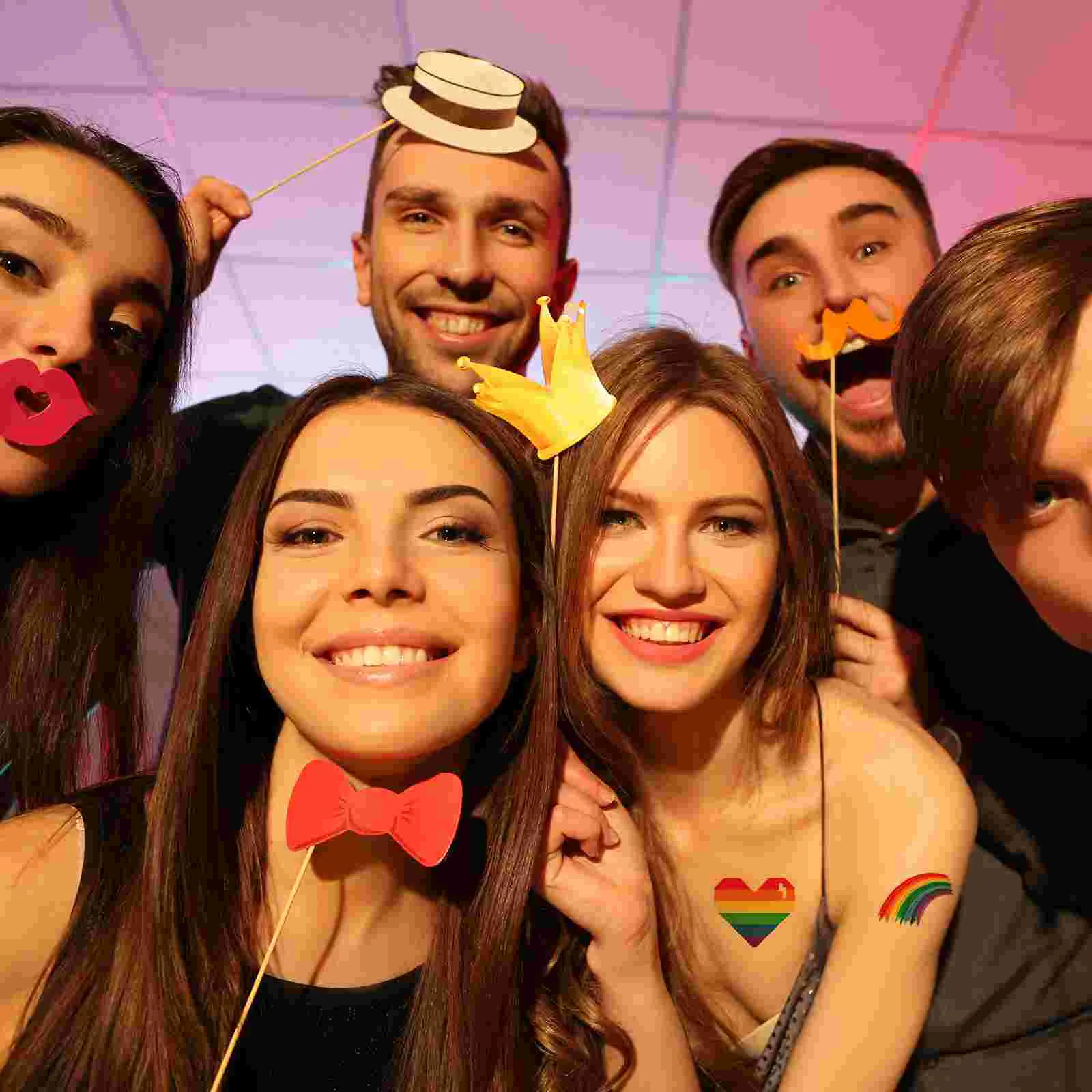 24 шт. наклейки для лица временные татуировки гей Радужные парадные флаг