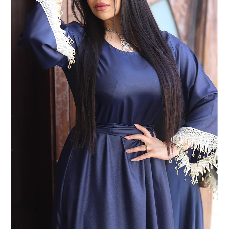 Robe Femme Musulmane Middle East Muslim National Style Dubai Long Dress Belt Women's Jalabiya Ramadan Abayas For Women