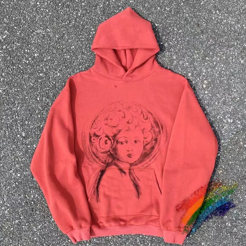 

Vintage Nice Washed Hoodie Men Women Claret Hole Old Streetwear Destroyed Pullover