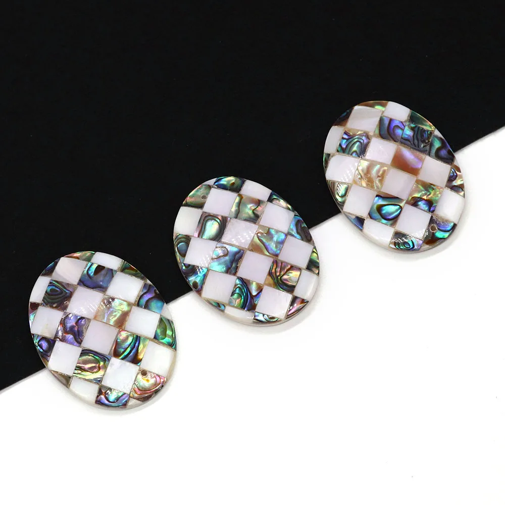 Овальная односторонняя Подвеска из натуральной морской ракушки, 29 х39 мм