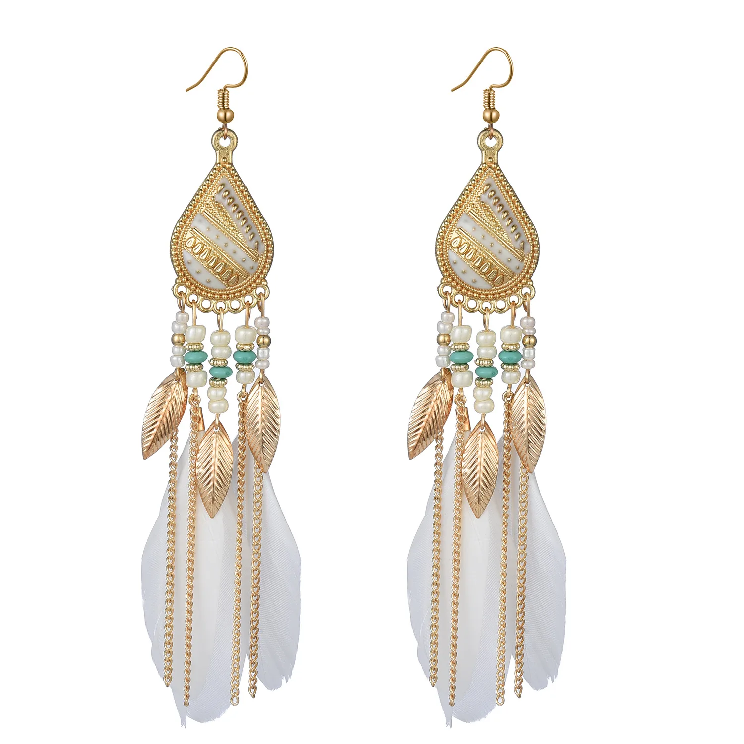 

European and American popular Earrings exaggerated national style Feather Earrings 2022 pop Bohemian Earrings korean earrings