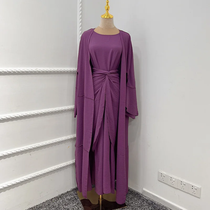 Noble luxury retro court Muslim women's suit trimmed robe skirt apron long skirt three-piece Islamic national wind Ramadan suit