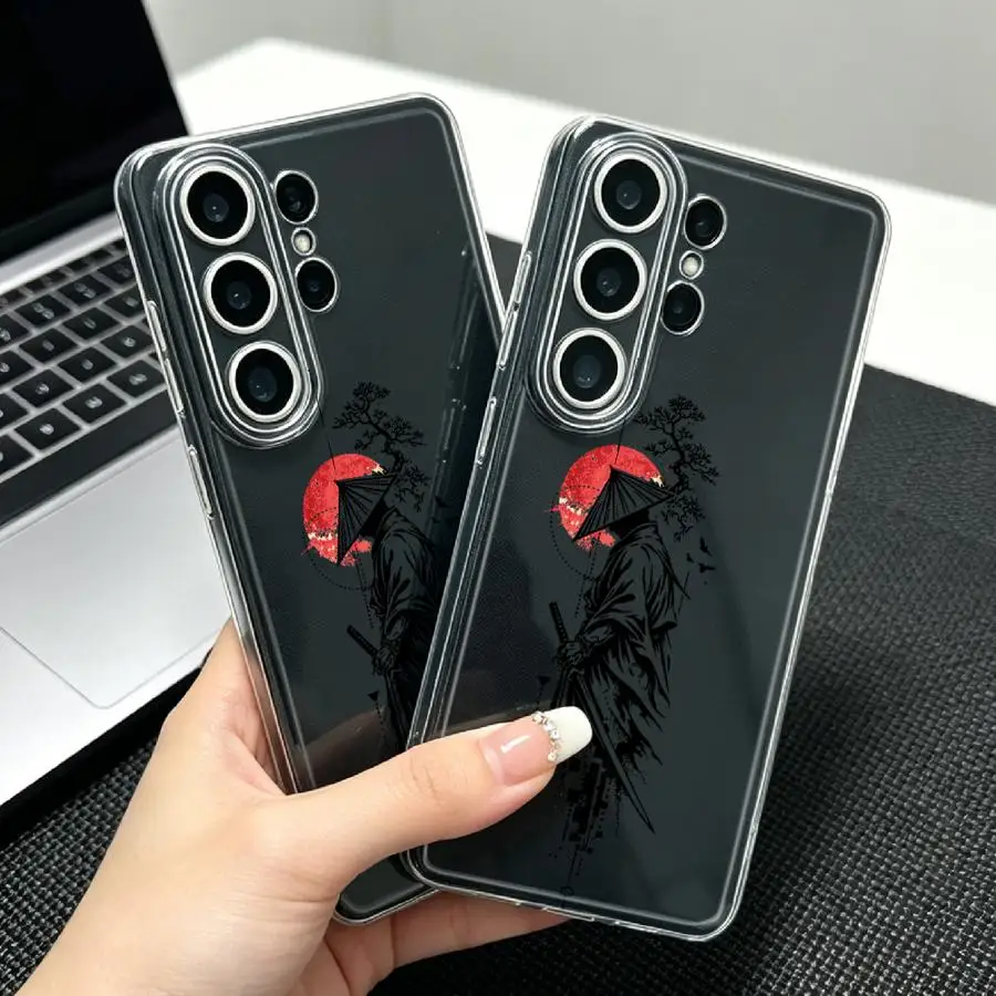 Фото Чехол с принтом «Самурай и Красное Солнце» для Samsung Galaxy S26 S25 Edge S22 FE S23 Ultra S20 Plus Note 20 Ultra 10 S24 S21 №2