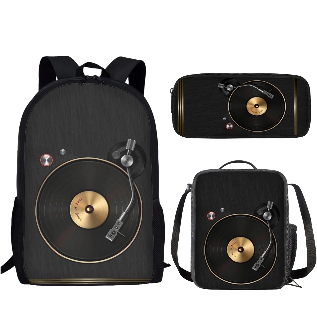 BELIDOME Vinyl Record Printing School Bags Fashion Book Backpack Boys Teenagers Girls Large Capacity Women Schoolbags Mochila