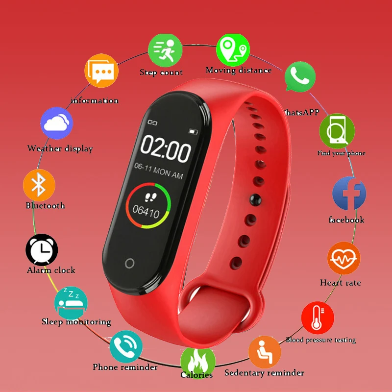 

Smart Digital Watches Men Women Sport Bracelet Bluetooth Camera Heart Rate Blood Pressure Sleep Monitor Pedometer Band Reloj M4