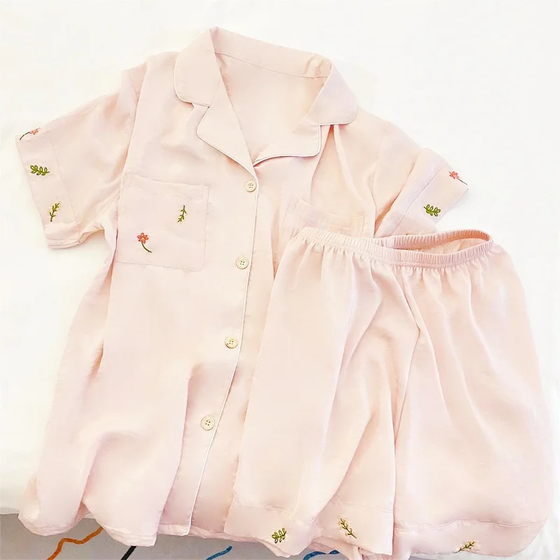 Pajamas Women Short Sets Cute Flower Nighty T-Shirt  Homewear Cozy Big Size Pijamas kawaii Sweet Designer Clothing Women Pijamas