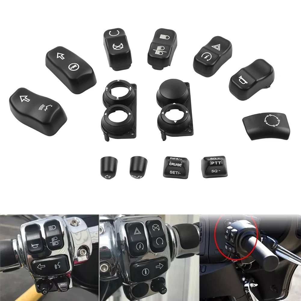 

13 шт./компл. крышка ручного управления мотоцикла, корпус переключателя, крышка кнопки для Harley Touring FLHTC FLHX 2014-up, АБС-пластик, черный