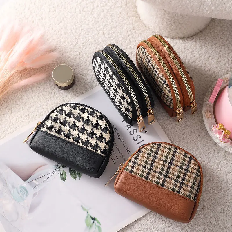 New Fabric Luxury Coin Purse Women's Double Zipper Small Wallets Key Pouch Travel Card Holder Fashion Female Vintage Coins Bags