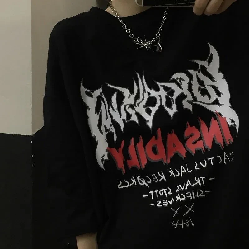 

Футболка женская оверсайз в готическом стиле, уличная одежда в стиле панк, Харадзюку, одежда для женщин, на лето