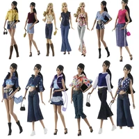 16 fashion jeans style clothes for barbie doll clothes set coat vest skirt pants trousers handbag 11 5 bjd doll accessory toys