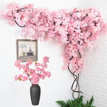 Artificial Flower Plant Bonsai Wedding Decoration Plant Wall Cherry Blossoms Spring Sakura DIY Decoration Home Decor 