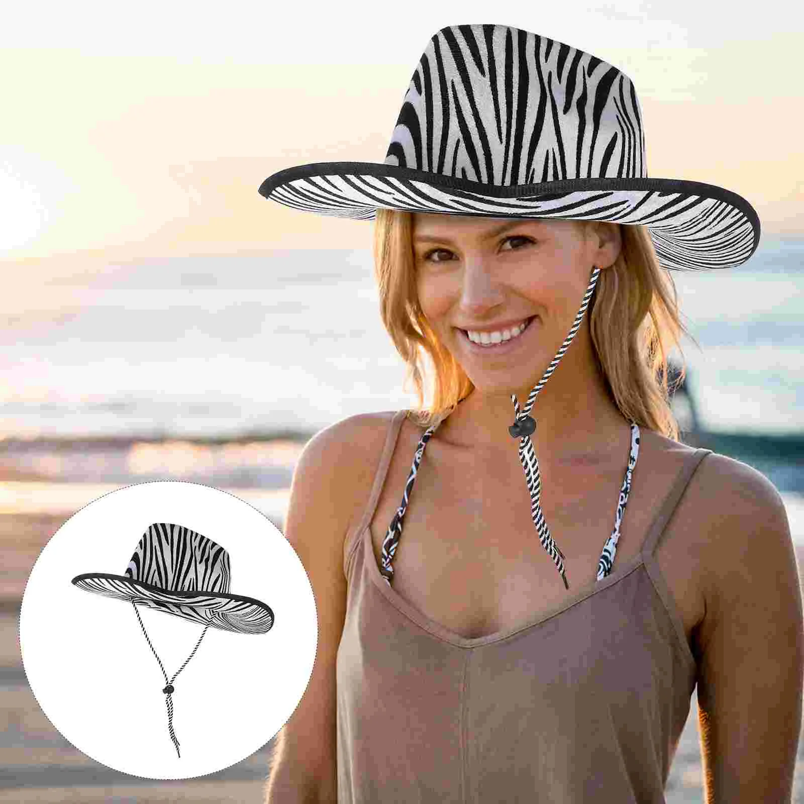 

Zebra Cowboy Hat Rodeo Western Cowboy Hats for Dress- Parties Play Costume Performance Hat Funny Party Celebration Hat
