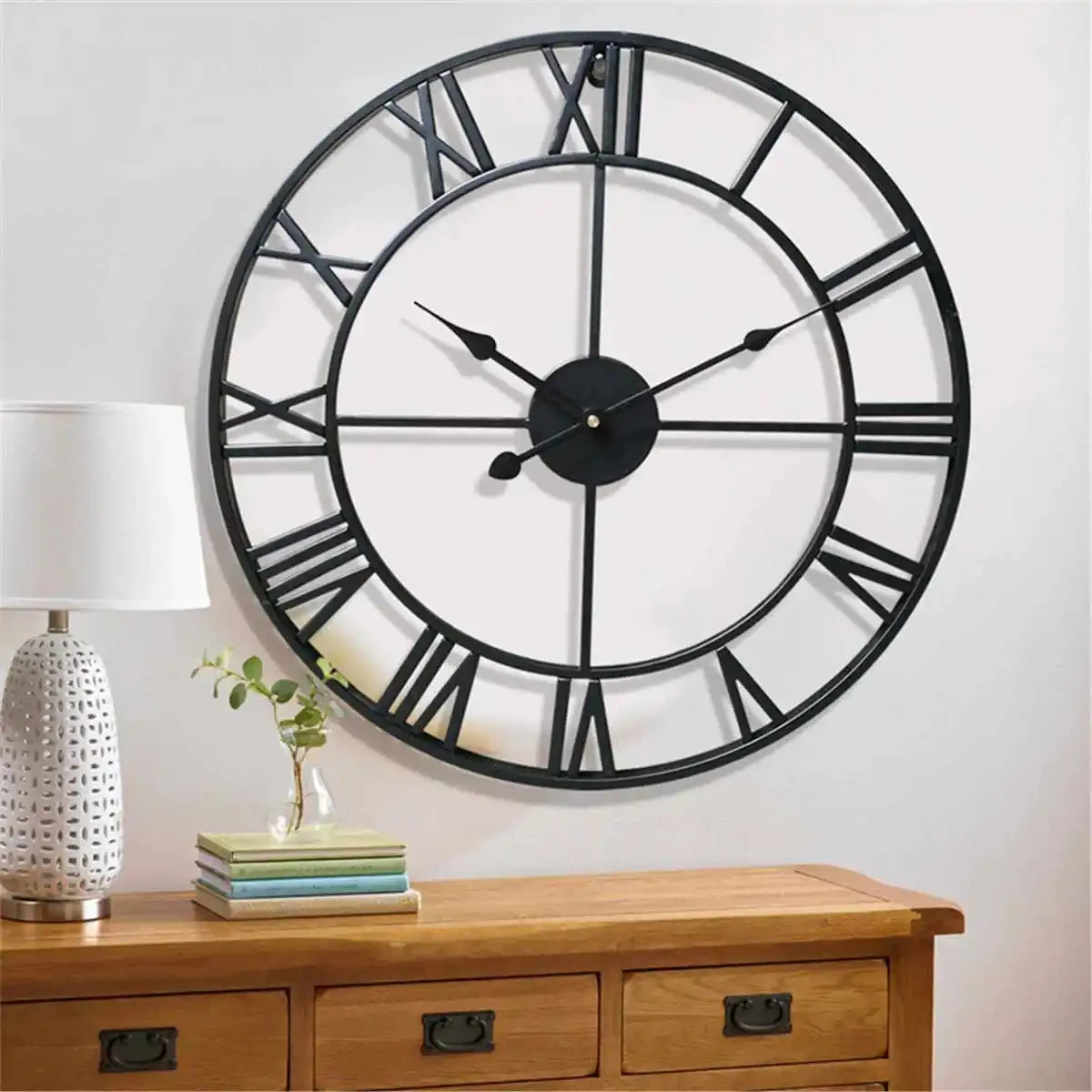 

3D Wall Clocks Roman Numerals Retro Round Metal Iron Accurate Silent Nordic Hanging Ornament Living Room Decoration