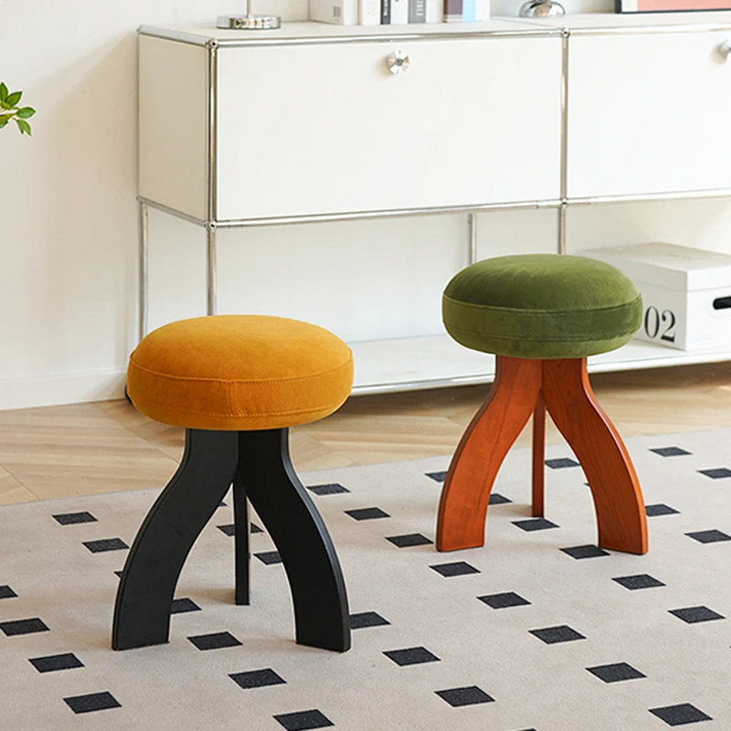 

Retro Portable Stool Ottomans Adults Stepping Wooden Stool Replica Small Makeup Underdesk Meuble Salon Space Saving Furniture