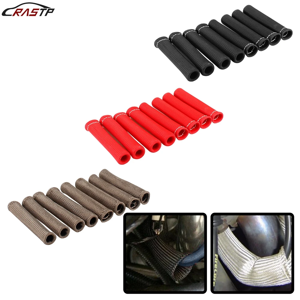 Free Shipping 8pcs/Set 1200°F Basalt Fiber Spark Plug Wire Boots Protector Sleeve Heat Shield Cover Engine Thermal Cover BTD027