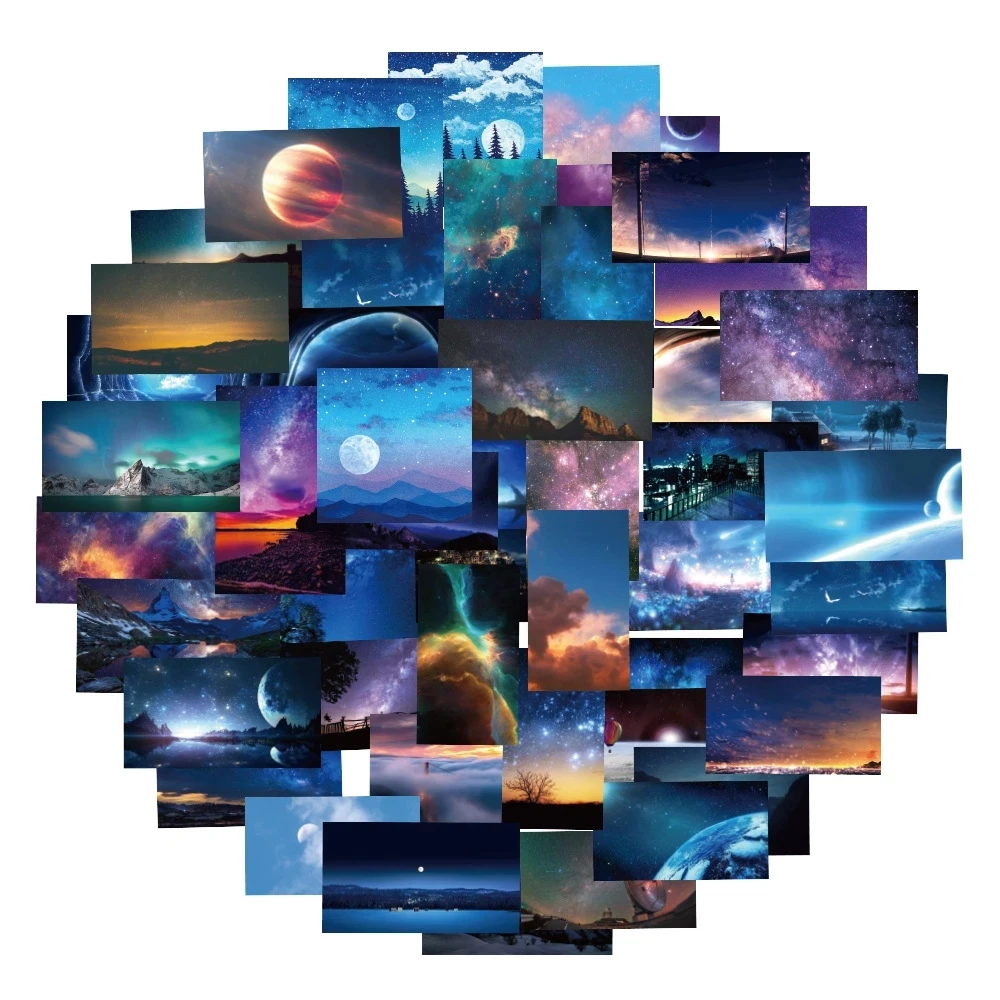 

Стикеры в стиле Ins с изображением звездного неба, пейзажа, 10/30/60 шт.