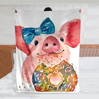 cute pig blanket super soft microfiber throw blanket cartoon animal printing travel blankets for girls and women