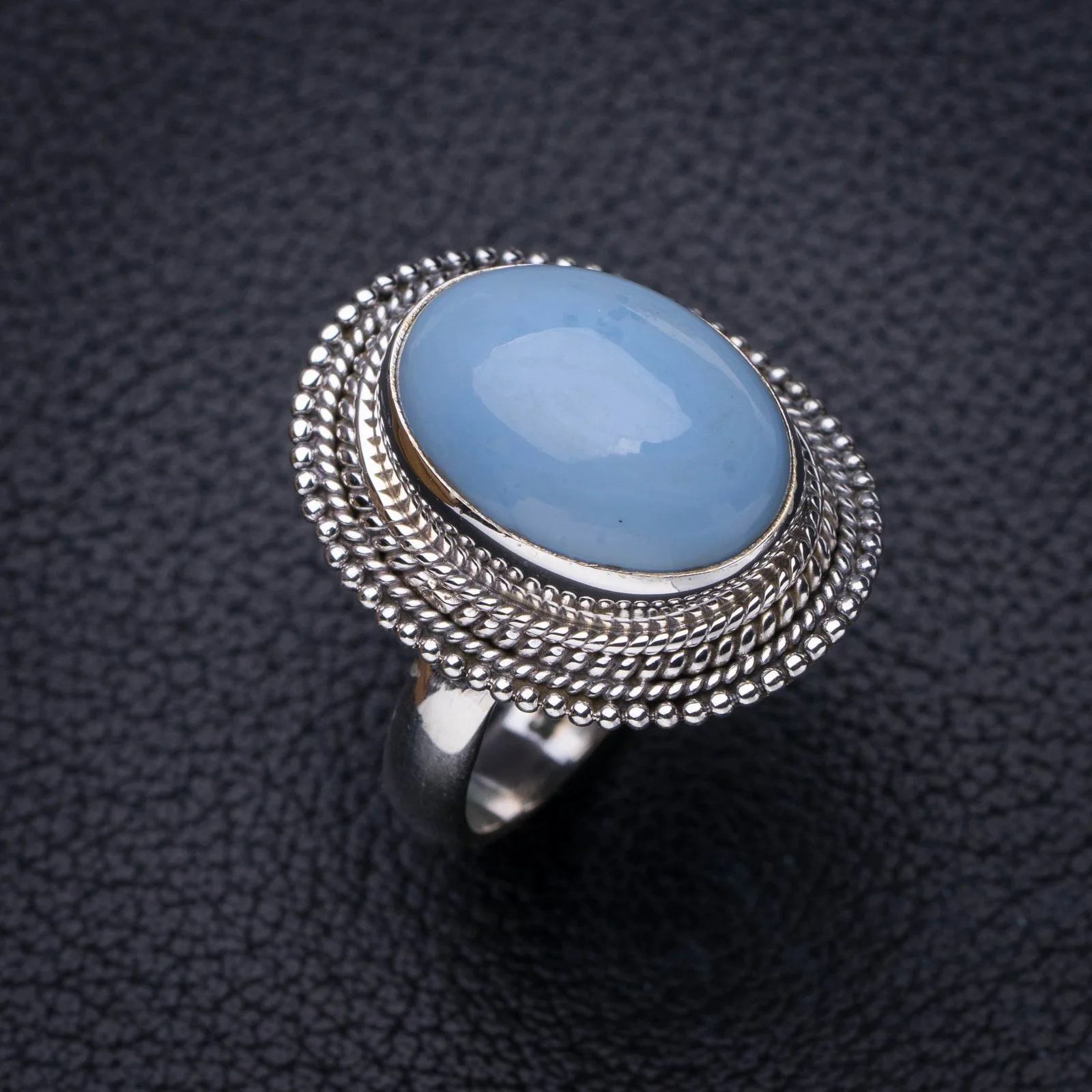 

StarGems Природный Голубой опал ручной работы фотоэлемент Серебряное Кольцо 7,25 E8407