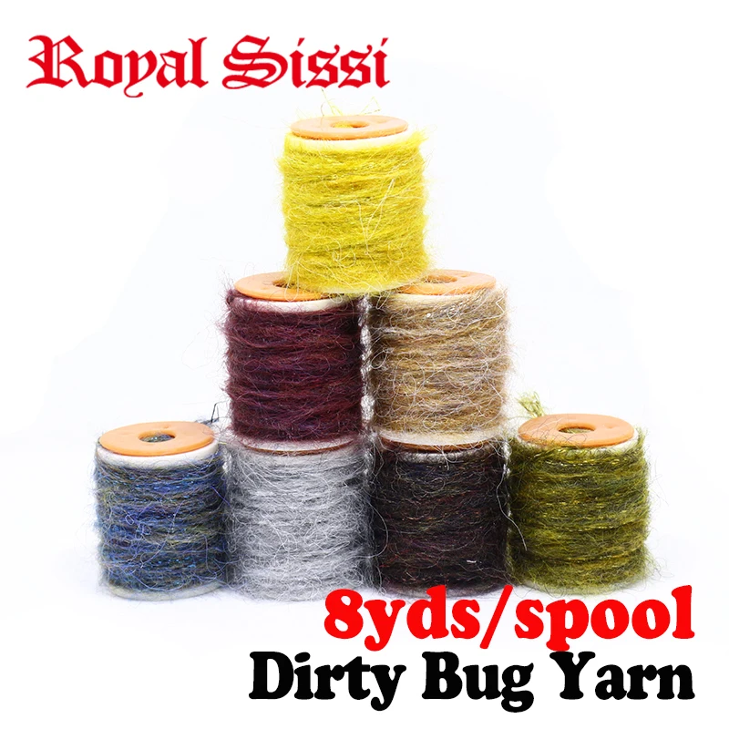 

Royal Sissi 7spools set fly tying Dirty Bug Yarn mottled dubbing thread Caddis&stonefly nymph scud bug body wrap tying materials