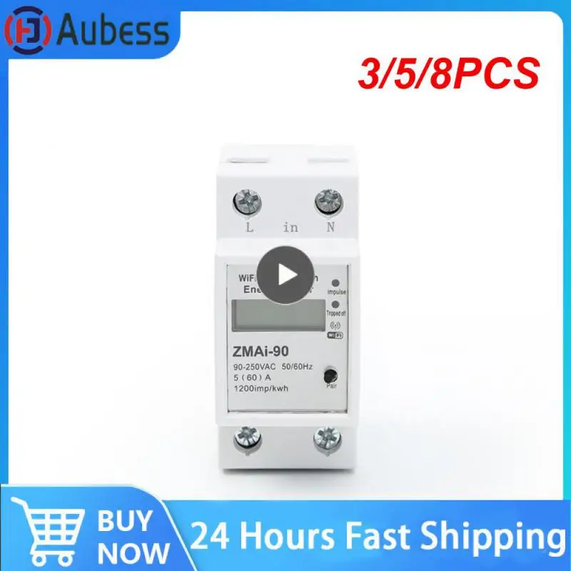 

3/5/8PCS Wifi Single Phase Din Rail Wattmeter Smart Life Smart Energy Meter Tuya Power Consumption Kwh Meter
